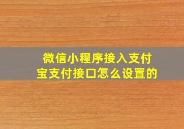 微信小程序接入支付宝支付接口怎么设置的