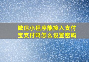 微信小程序能接入支付宝支付吗怎么设置密码