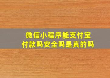 微信小程序能支付宝付款吗安全吗是真的吗