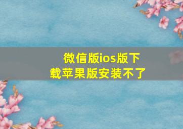 微信版ios版下载苹果版安装不了