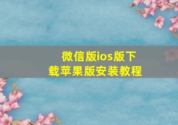 微信版ios版下载苹果版安装教程