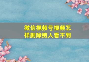 微信视频号视频怎样删除别人看不到