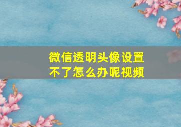 微信透明头像设置不了怎么办呢视频