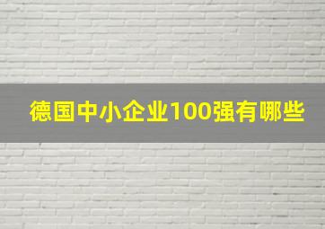 德国中小企业100强有哪些