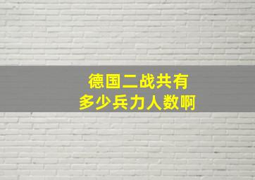 德国二战共有多少兵力人数啊