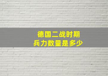 德国二战时期兵力数量是多少