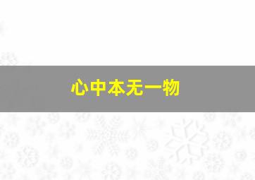 心中本无一物