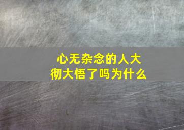 心无杂念的人大彻大悟了吗为什么