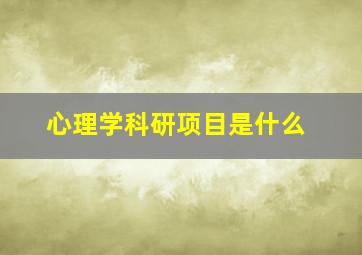 心理学科研项目是什么