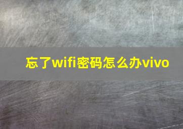 忘了wifi密码怎么办vivo