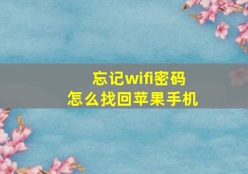 忘记wifi密码怎么找回苹果手机