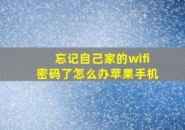 忘记自己家的wifi密码了怎么办苹果手机