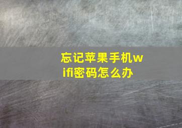 忘记苹果手机wifi密码怎么办