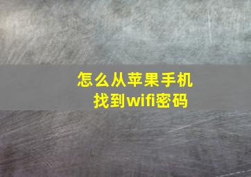 怎么从苹果手机找到wifi密码