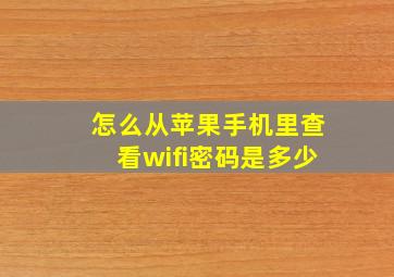 怎么从苹果手机里查看wifi密码是多少