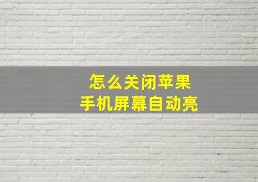 怎么关闭苹果手机屏幕自动亮