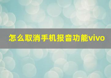 怎么取消手机报音功能vivo