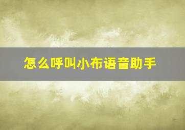 怎么呼叫小布语音助手