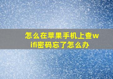 怎么在苹果手机上查wifi密码忘了怎么办