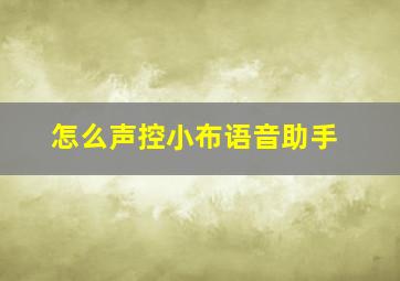 怎么声控小布语音助手