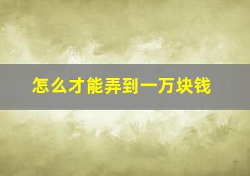 怎么才能弄到一万块钱