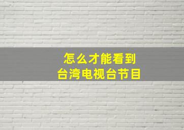 怎么才能看到台湾电视台节目