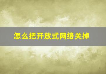 怎么把开放式网络关掉