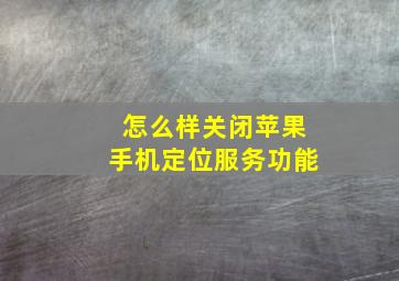 怎么样关闭苹果手机定位服务功能