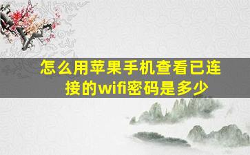 怎么用苹果手机查看已连接的wifi密码是多少