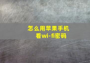 怎么用苹果手机看wi-fi密码