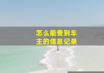 怎么能查到车主的信息记录