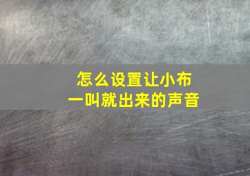 怎么设置让小布一叫就出来的声音