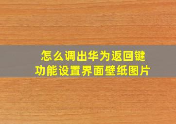 怎么调出华为返回键功能设置界面壁纸图片