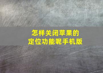 怎样关闭苹果的定位功能呢手机版