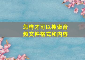 怎样才可以搜索音频文件格式和内容