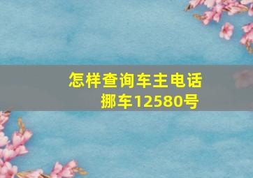 怎样查询车主电话挪车12580号