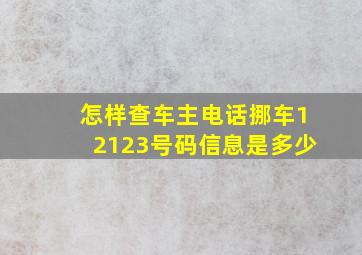 怎样查车主电话挪车12123号码信息是多少