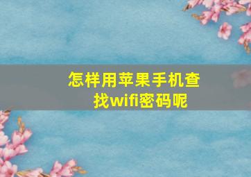 怎样用苹果手机查找wifi密码呢