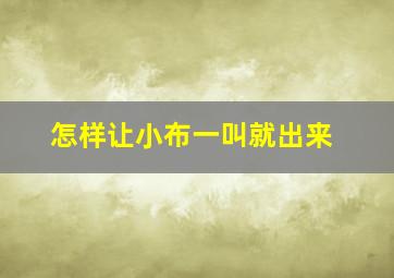 怎样让小布一叫就出来