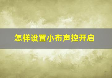 怎样设置小布声控开启