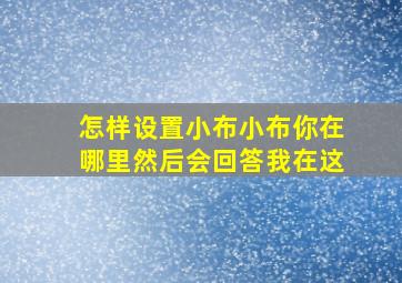 怎样设置小布小布你在哪里然后会回答我在这