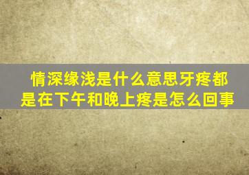 情深缘浅是什么意思牙疼都是在下午和晚上疼是怎么回事