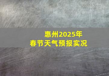 惠州2025年春节天气预报实况