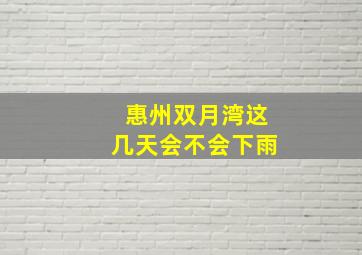 惠州双月湾这几天会不会下雨