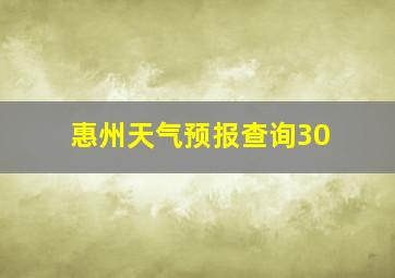 惠州天气预报查询30