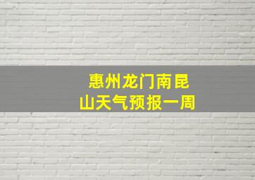 惠州龙门南昆山天气预报一周