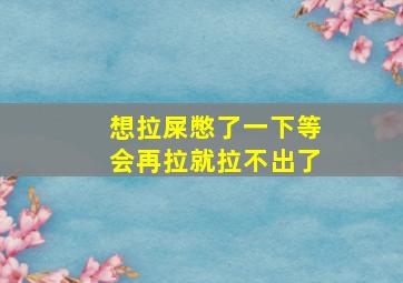 想拉屎憋了一下等会再拉就拉不出了