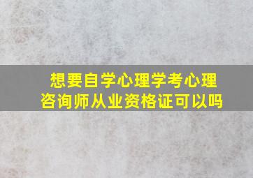 想要自学心理学考心理咨询师从业资格证可以吗