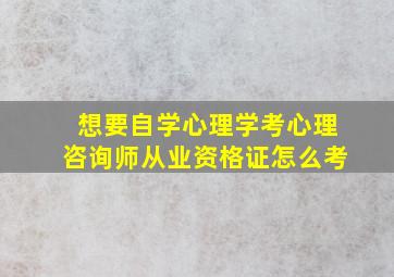 想要自学心理学考心理咨询师从业资格证怎么考