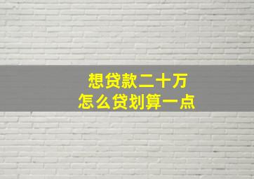 想贷款二十万怎么贷划算一点